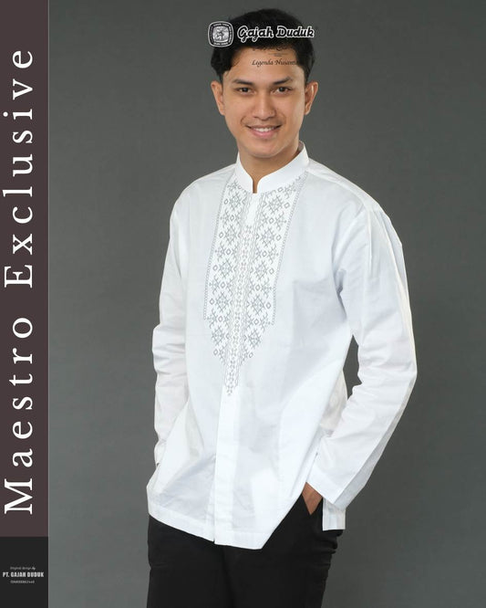 Baju Muslim Maestro Exclusive Warna Putih Bordir