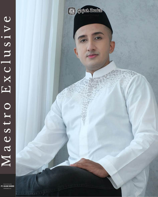 Baju Muslim Maestro Exclusive Warna Putih Bordir