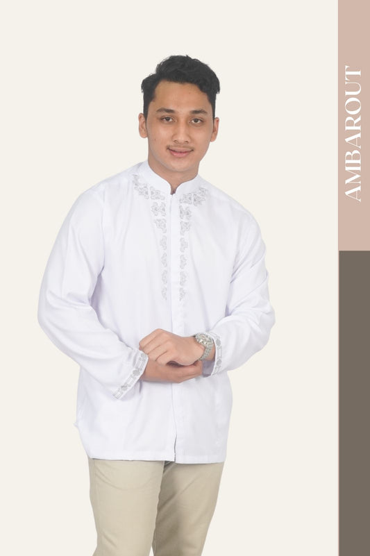 Baju Muslim Maestro Classic Warna Putih Bordir 1- Panjang