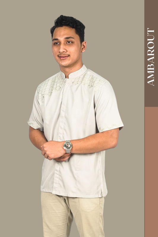 Baju Muslim Maestro Classic Warna Cream Bordir  - Pendek